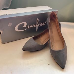 Grey Suede Pointed Flats